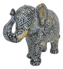 Auspicious Grey Glossy Mosaic Design Noble Aztec Elephant with Trunk Up Figurine