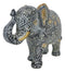 Auspicious Grey Glossy Mosaic Design Noble Aztec Elephant with Trunk Up Figurine