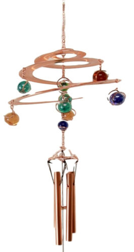 Ebros Gift Spiral Galaxy Copper Metal Wind Chime With Colorful Marbles Resonant Outdoor Patio Garden Decor Accessory