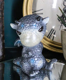 Whimsical Onyx Sulky Wyrmling Baby Hatchling Dragon With Blue Spots Figurine