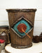 Rustic Western Turquoise Bullseye Faux Branchwood Wood Waste Basket Trash Bin