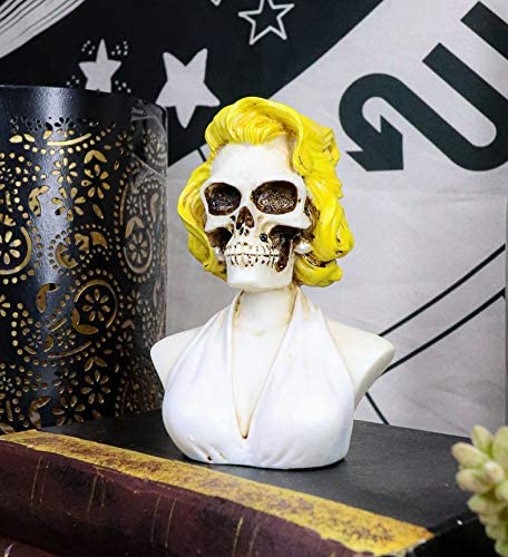 Ebros Day of The Dead Sugar Skull Blonde Marilyn In Iconic White Dress Figurine - Ebros Gift