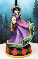 Day of The Dead La Calavera Catrina Sugar Skull Standing On Red Roses Table Lamp