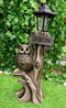 Ebros Forest Guardian Night Owl Welcome Sign Statue With Solar Powered Lantern