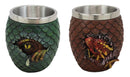 Ebros Medieval Khaleesi's Dragon Colorful Scale Egg With Hatching Wyrmling Small Drink Cup 3.75" High Fantasy GOT Themed Dungeons And Dragons Drinking Party Prop Cups (Set of 2 Red And Green)
