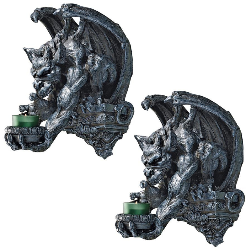 Ebros Whitechapel Manor Gargoyle Wall Sconce: Set of Two 12"H Gothic Home Decor