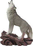 Large Cries Of The Night Howling Alpha Gray Wolf Statue 12"H Spirit Wolves Decor