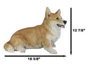 Large 18.5" Long Sitting Realistic Lifelike Welsh Corgi Dog Statue Home Decor