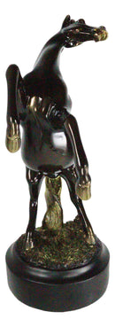 Western Black Beauty Rearing Horse In Bronze And Gold Resin Figurine With Base