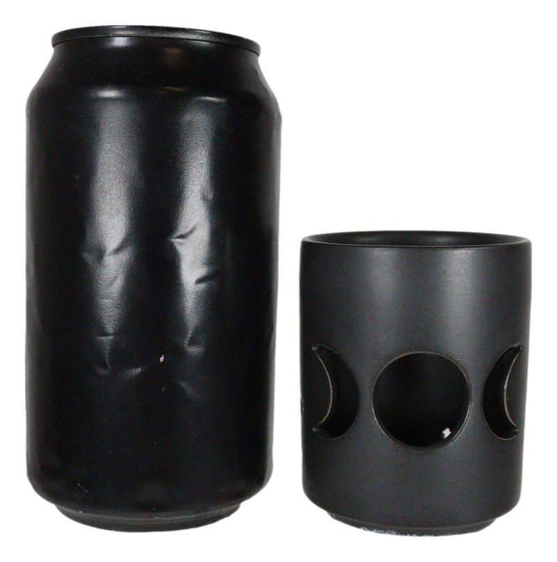 Pack Of 2 Wicca Triple Moon Goddess Black Ceramic Tea Light Votive Candle Holder