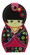 Ebros Gift Traditional Japanese Kokeshi Girl Doll Travel Portable Case Manicure Pedicure Set 6 Piece Stainless Steel Grooming Tools Nail Clippers Scissors Filers Ear Pick Tweezer (Black Kimono)