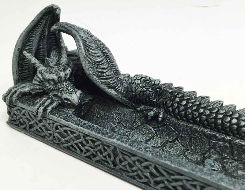 Ebros Resting Bahamut Long Tail Ancient Dragon Incense Burner Figurine Sculpture