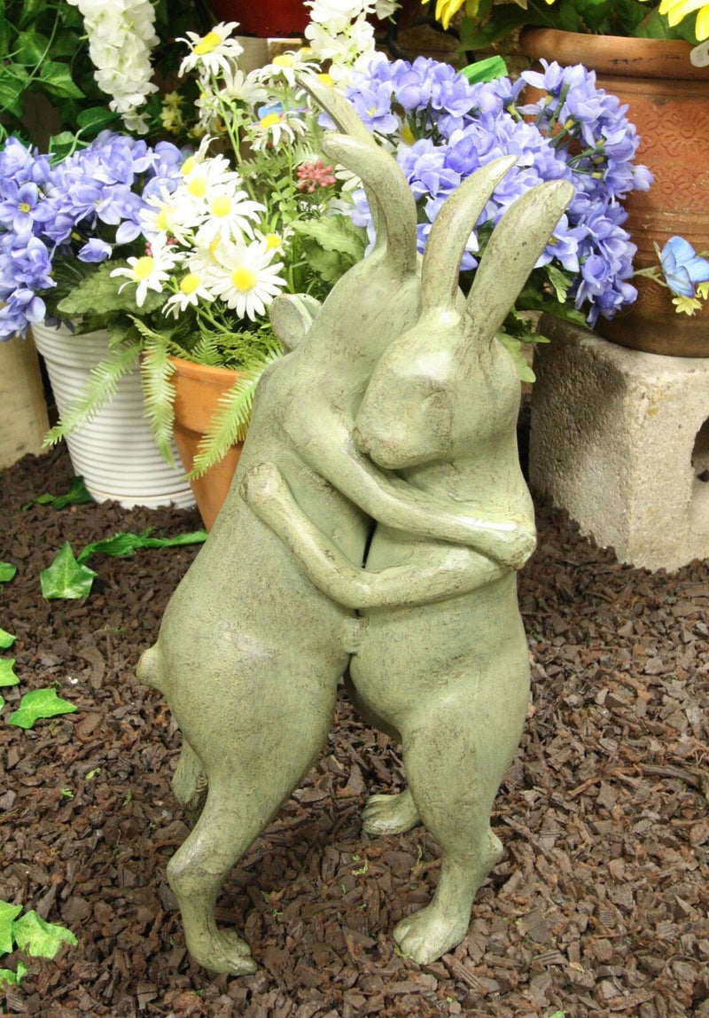 Ebros Large 18" Tall Aluminum Whimsical Romantic Rabbit Couple Ballroom Dancing Garden Statue Animal Fairy Tale Nursery Rhymes Rustic Cozy Cottage Outdoors Lawn Pool Patio Home Decorative Figurine