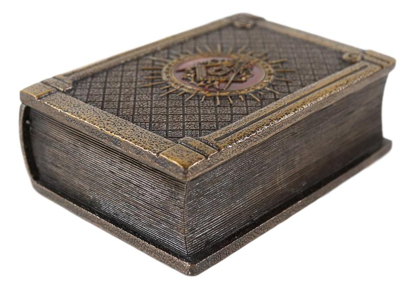 Ebros Masonic Symbol Freemasonry Square and Compasses Hinged Book Box 5.75"L