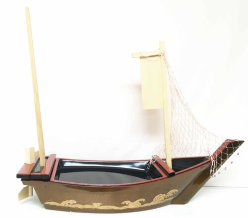 Ebros Japanese Traditional Omakase Sushi Fishing Boat Large 27" Long Serving Plate