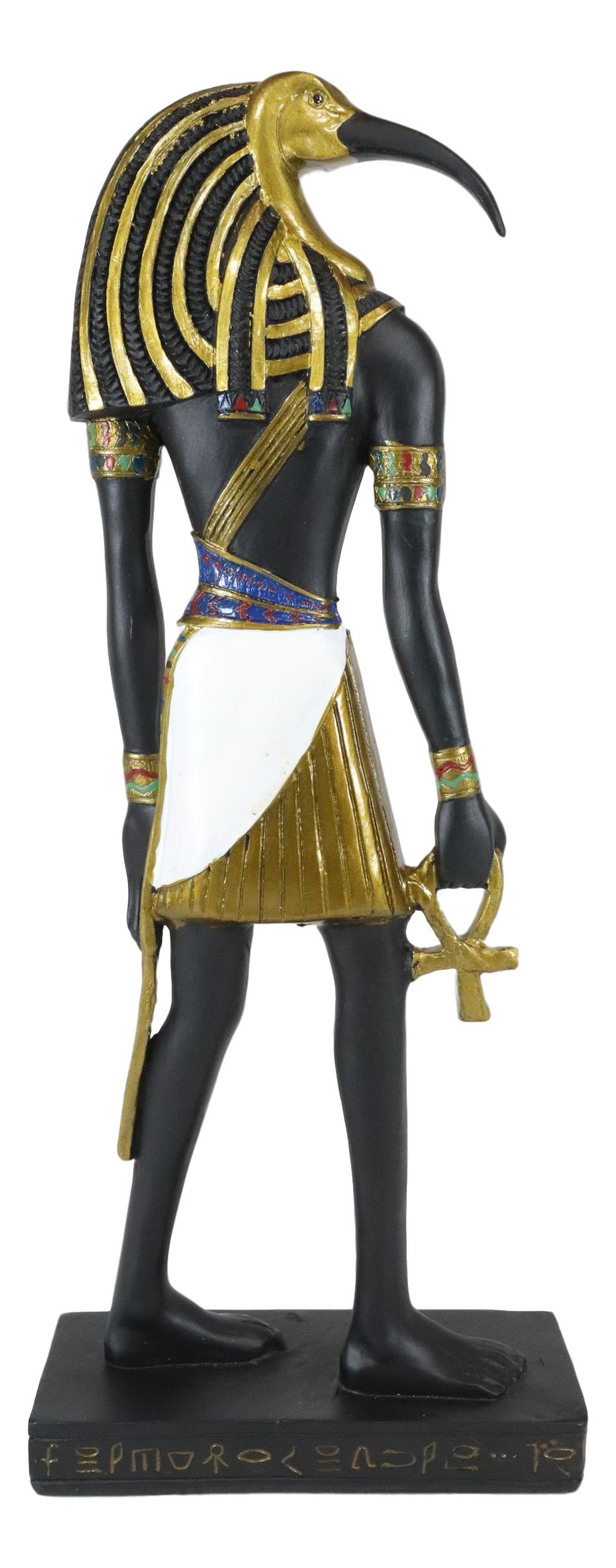Ebros Classic Egyptian God Thoth Holding Ankh Slim Profile Figurine 10" H - Ebros Gift