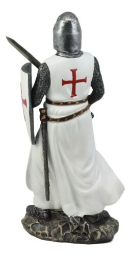 Ebros White Cloak Caped Medieval Crusader Swordsman Knight of Christ Figurine 11.5"H - Ebros Gift