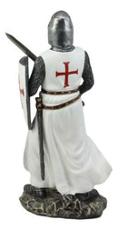 Ebros White Cloak Caped Medieval Crusader Swordsman Knight of Christ Figurine 11.5"H