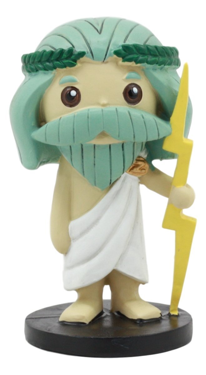 Ebros Greekies Collection Greek Mythology God Zeus Holding Lightning Bolt Statue - Ebros Gift
