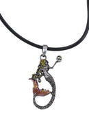 Ebros Pewter Mermaid Sirena Holding Moon Pendant with Enameled Highlights