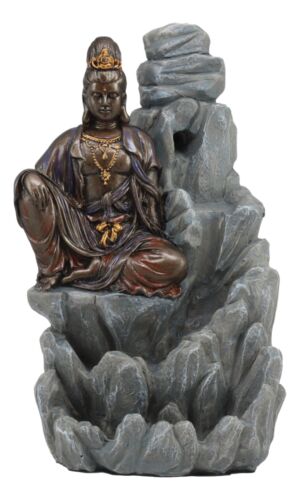 Ebros Bodhisattva Kuan Yin Buddha Backflow Incense Burner Statue 7.5"H