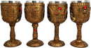 Egyptian Horus Hathor Seth and Osiris 6oz Resin Wine Goblet Chalice Set of 4