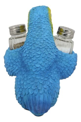 Ebros Tropical Rainforest Blue Scarlet Macaw Parrot Salt Pepper Shakers Holder - Ebros Gift