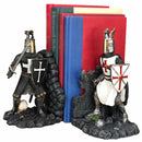 Black And White Medieval Crusader Knight Bookends Statue 7.5"H Set Suit Of Armor