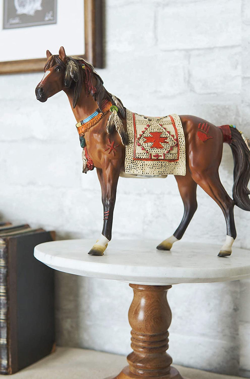 Ebros Spirit Horse with Painted Tapestry Saddle Hand Crafted Statue 9.5" Long