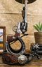 Western Six Shooter Gun Horseshoes Heel Spur Side Table Lamp With Cowboy Hat