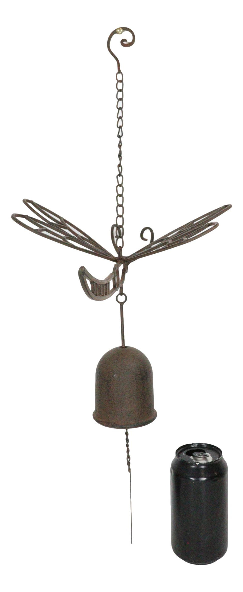 Cast Iron Beautiful Cottage Garden Dragonfly Bell Wind Chime Hanging Mobile
