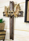 Inspirational Grand Elk Moose Bone Antlers with Spike Nails Faux Wood Wall Cross