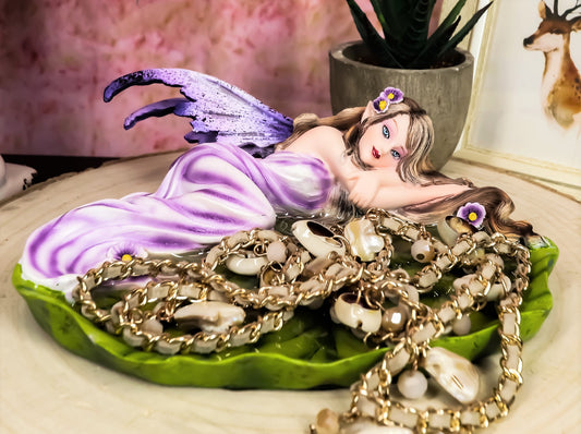 Ebros Starry Night Lavender Fairy Sleeping On Lily Pad Soap Dish Vanity Decor