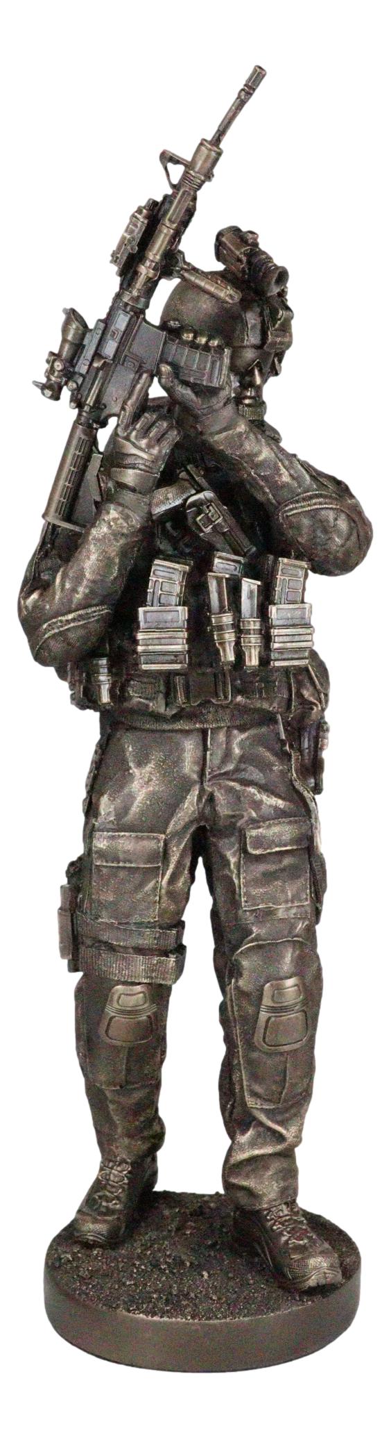 Large Modern Warfare Infantry Statue 14"H Military Rifle Unit Soldier Figurine