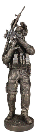 Large Modern Warfare Infantry Statue 14"H Military Rifle Unit Soldier Figurine