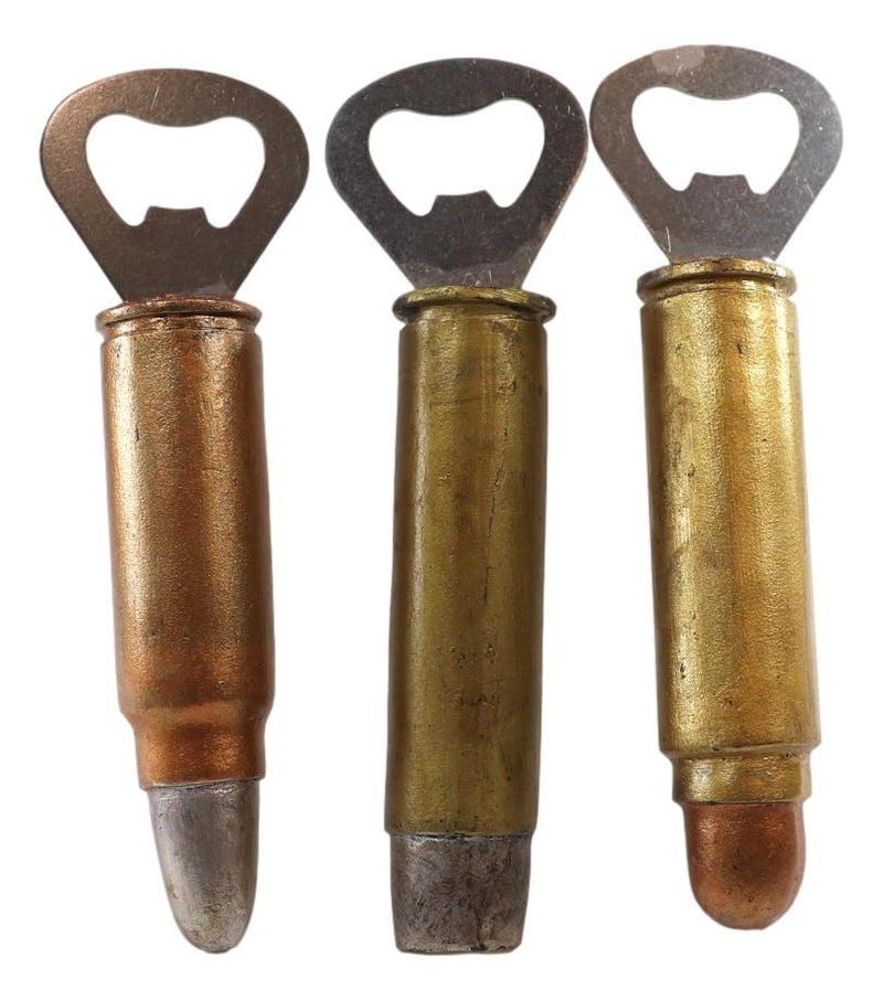 Pack Of 3 Western Rustic Bullet Shell Casings Ammo Hand Beer Bottle Openers