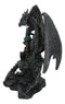 Stone Dragon With Open Wings Guarding Medieval Castle On Mountain Rocks Figurine