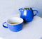 Glossy Blue Contemporary Ceramic Stackable Teapot Set Single Tea Pot With Mug