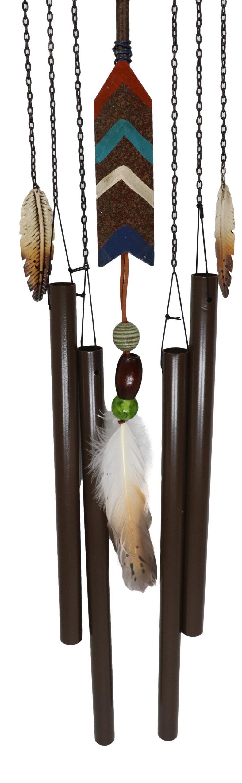 Southwest Tribal Indian Boho Chic Gecko Lizard Moon Arrow Feather Wind Chime