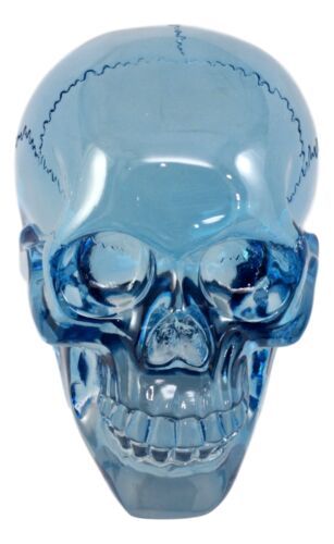 Pirate Crystal Skull Cave Tomb Treasure Blue Translucent Skull Figurine Resin