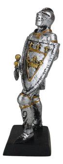 Medieval Knight With Hand Axe and Heraldry Coat of Arms Shield Mini Figurine