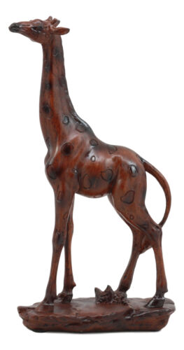 Ebros Safari Long Necked Giraffe Statue 8.25"Tall Faux Mahogany Wood Resin Animal Figurine
