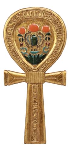 Ebros Egyptian Gods Winged Scarab Dual Cobra Uraeus Ankh Shaped Hand Mirror