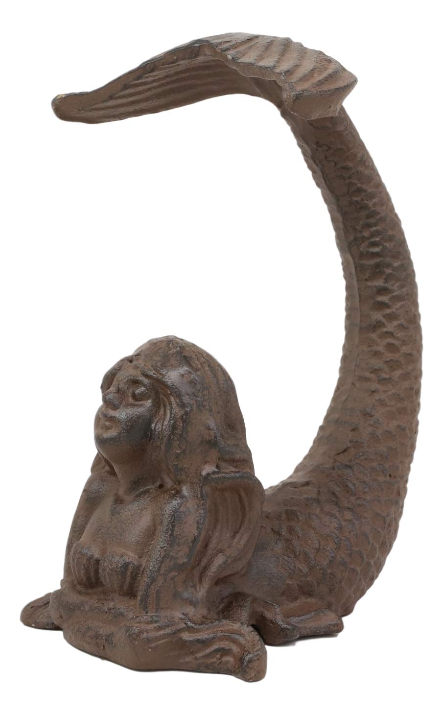 7.25"H Cast Iron Nautical Siren Mermaid With Tail Up Statue Ocean Goddess Decor - Ebros Gift