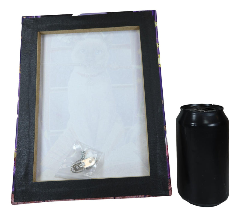 Witch Hocus Pocus Magic Wand Cat With Spellbook Wood Framed Canvas Wall Decor