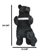 Western Black Mother Bear With Cub Toilet Paper Holder Floor Standing Figurine