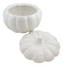 Ebros Ceramic Stoneware White Harvest Pumpkin Bowl With Lid 6"Diameter X 1 PC