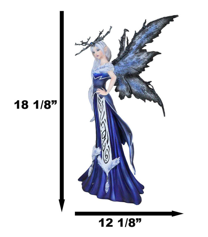 Amy Brown Large Winter Frost Fairy Queen with Crown of Branches Statue Collector