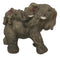 Small Wildlife Elephant Father Piggybacking Playful Calf Figurine 5.25"L