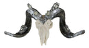 Ornate Crystal Gems Silver Bolted Bighorn Sheep Ram Skull Desktop Or Wall Plaque